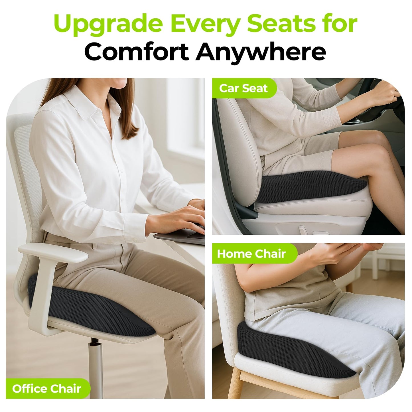 AUVON Ergonomic Donut Pillow Seat Cushion for Hemorrhoid & Tailbone Pain Relief, Thick Memory Foam Chair Cushions with Firm Support for Coccyx, Sciatica, Pressure Sores, Pregnancy, Postpartum Recovery