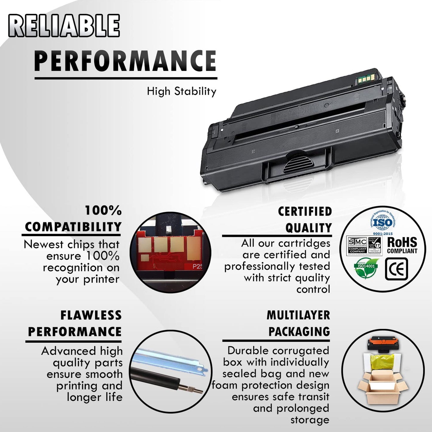 2 Inkfirst Compatible High Yield Toner Cartridges Compatible with Samsung MLT-D103L (MLTD103L) D103L BlackML-2955DW ML-2955ND SCX-4728FD SCX-4729FD SCX-4729FW ML-2950D ML-2950ND