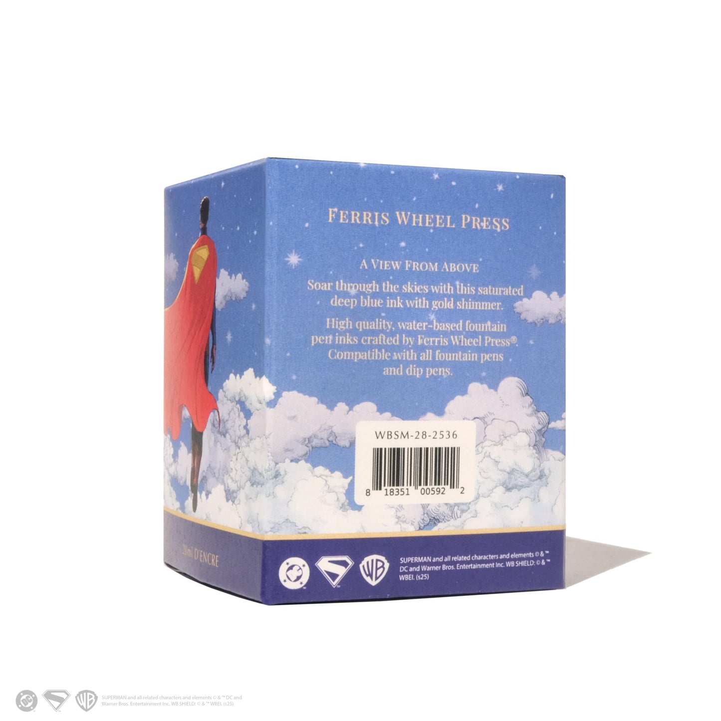 Ferris Wheel Press, Warner Bros. Discovery, Official Licensed, Superman Special Edition, Fountain Pen Ink, Heroic Blue, 28ml