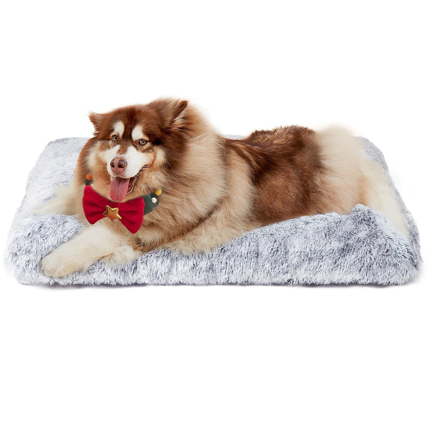 EHEYCIGA Calming Dog Crate Bed XL Extra Large, Washable Anti Anxiety Dog Pet Bed, Fluffy Dog Pillow Mat with Anti-Slip Bottom, Grey, 41.3"x27.5"x3.5"
