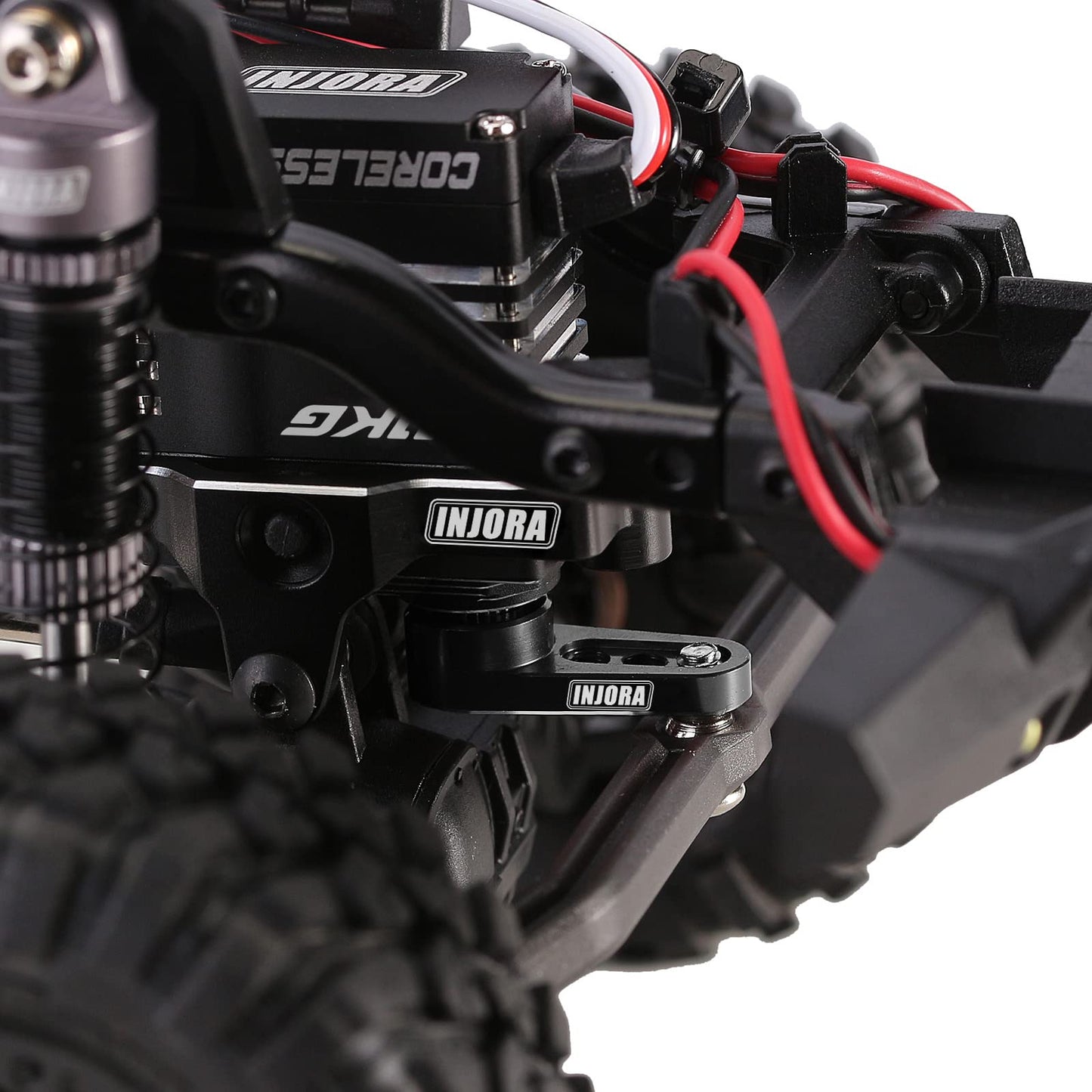 INJORA Coreless High Torque Micro Servo with Mount and Servo Horn for TRX4M TRX4MT 1/18 RC Crawler Upgrade Parts(Black)