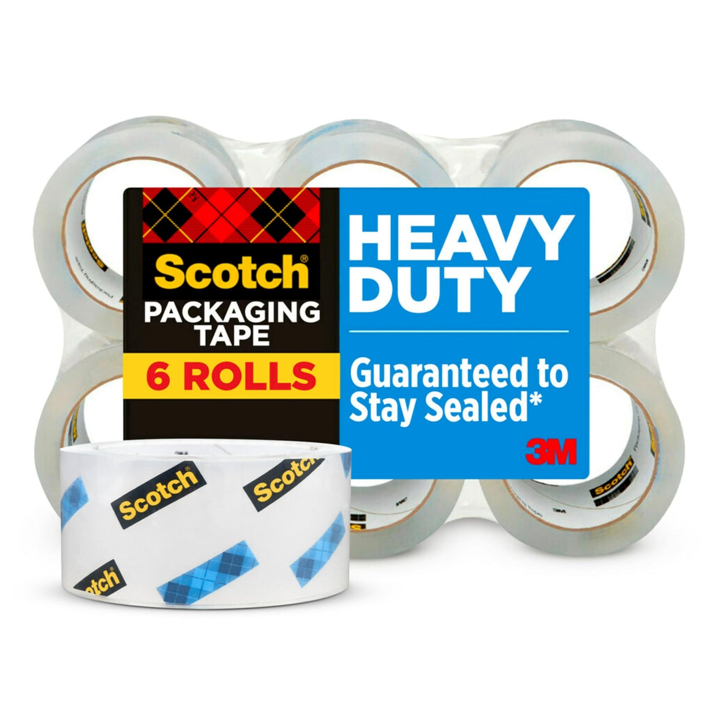 Scotch Packing Tape Heavy Duty Shipping Tape, 1.88" x 50m, 6 Rolls