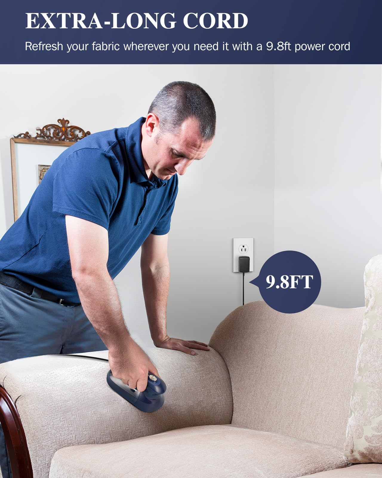 BEAUTURAL Fabric Shaver and Lint Remover Home-Edition, Powerful & Efficient Sweater Defuzzer with 2-Speeds for Clothes and Furniture, AC Adapter or Battery Powered Pill Fuzz Remover
