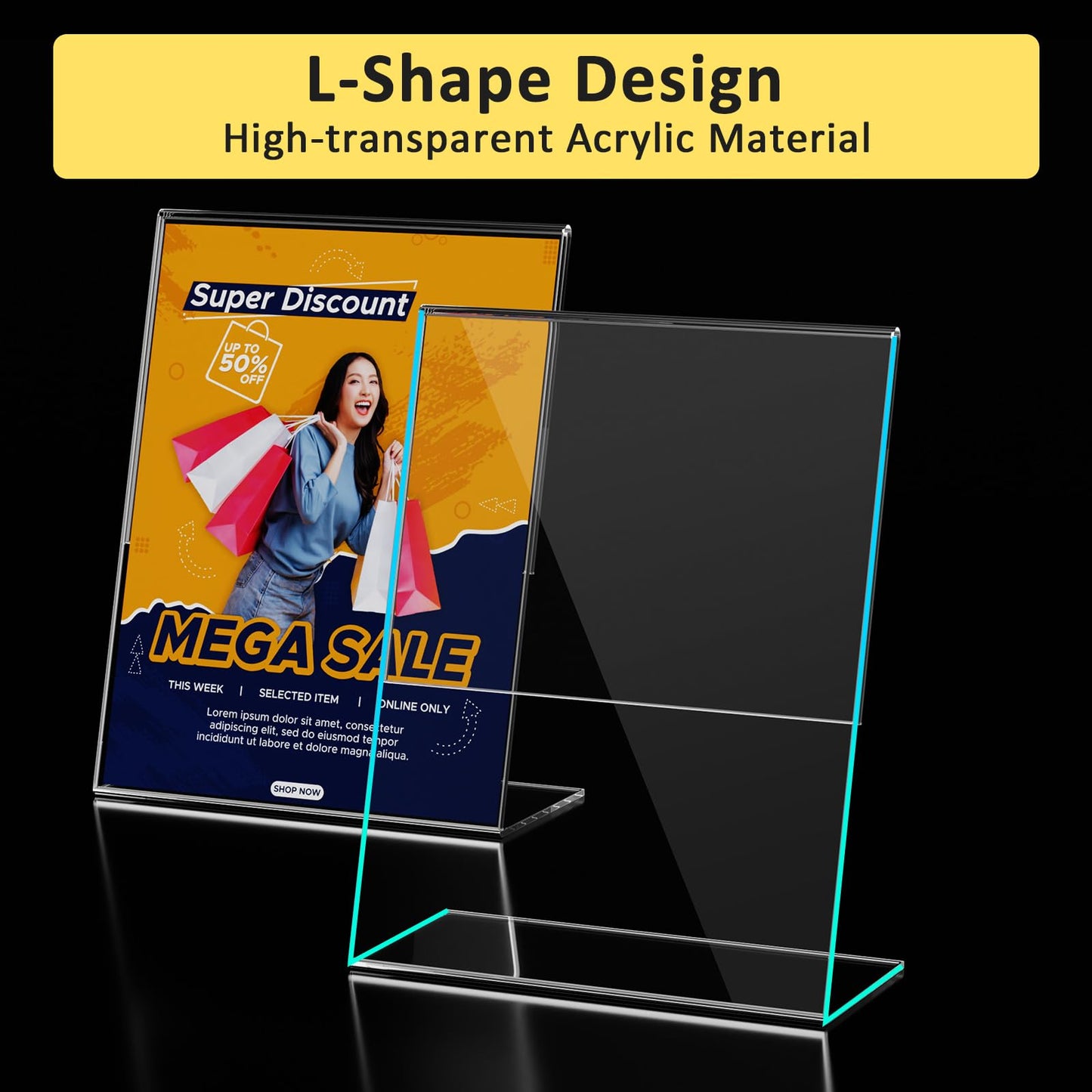 8 Pack Acrylic Sign Holder, Clear 8.5 x 11 Inch Slant Back Vertical Sign Holder, Tabletop Plastic Paper Picture Frame Flyer Document Holder Display Stand for Home, Office, Restaurants, and Stores