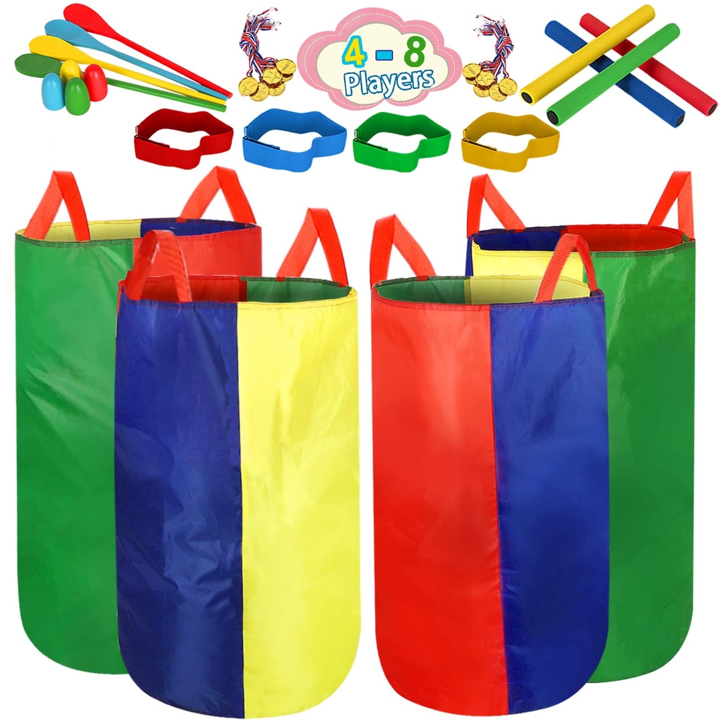 Potato Sack Race Bags Backyard Lawn Games for Kids Adults, Field Day Birthday Party Outdoor Activities Games for Kids Family, Carnival Games, Egg Spoon 3 Legged Relay Race,Outside Camping Games
