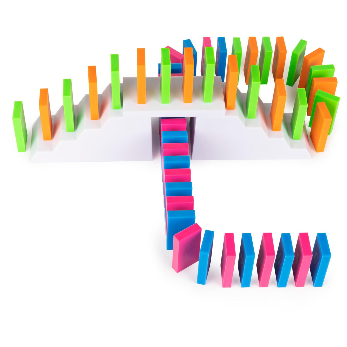 H5 Domino Creations 100-Piece Neon Set by Lily Hevesh, for Families and Kids Ages 5 and up