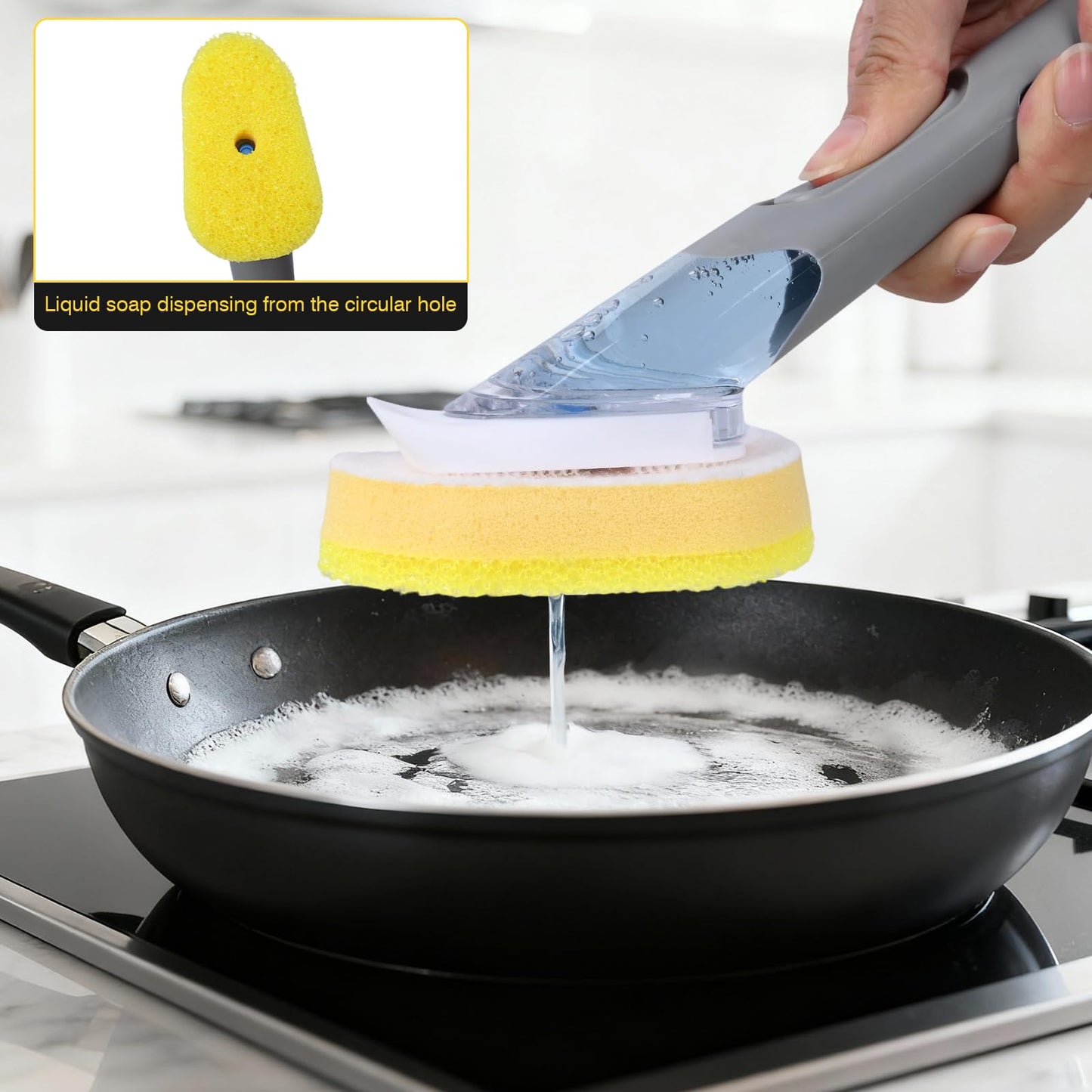 20 Packs Dish Wand Sponge Refills for Scrub Daddy Dish Daddy, Scrub Brush Replacement Heads, Dish Brush Replacement Head for Kitchen Cleaning, Yellow (Only Sponge Heads)