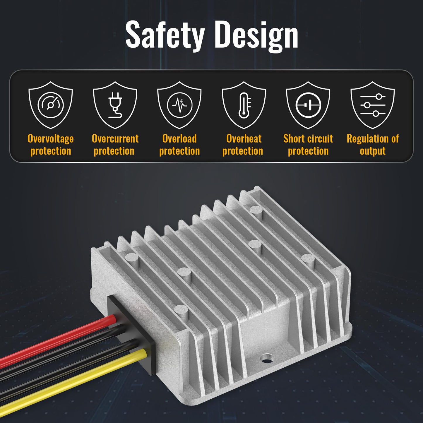 Kzreect 20V to 12V Step-Down Converter Compatible with Dewalt 20V Battery, DC 12V 20A 240W Buck Converter Voltage Reducer Regulator for Golf Cart RC Car LED Lights DIY Toys