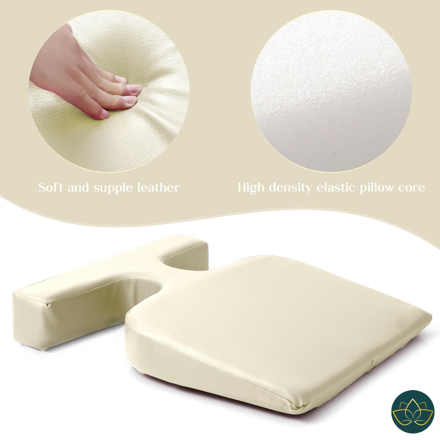Easy Spa Massage Table Breast Pillow Upgraded for Larger Bust Sizes(AA-D), Wedge Cushion, Comfort Bolster Wedge, Prone Pillow (Cream)