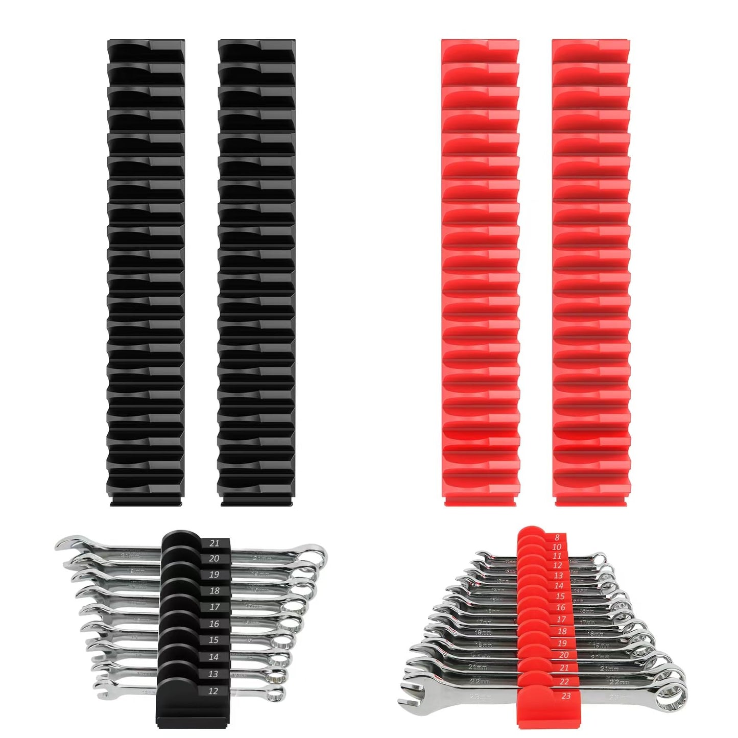 DEHOYI 80 pcs Modular Wrench Organizers for Tool Drawers - Wrench Rack with Metric&SAE Labels, Perfect Tool Storage Holder with Magnet. Gift for Father, Brother and Boyfriend (with Magnets)