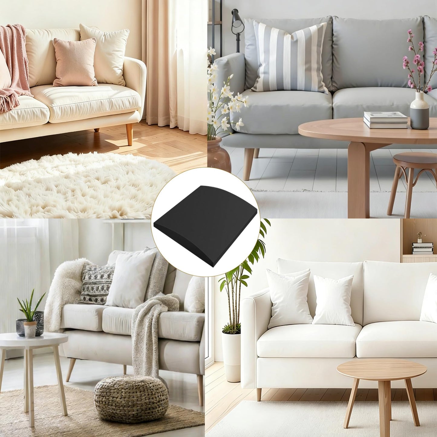 3PCS 20" x 20" Couch Cushion Support for Sagging Seat,High-Density Foam Cushions for Furniture Seat Sagging Repair(Black)