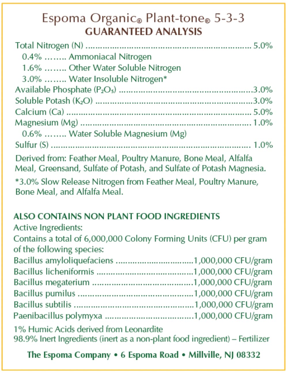 Espoma Co. PT4 4-Pound Plant-Tone Organic 5-3-3 Food