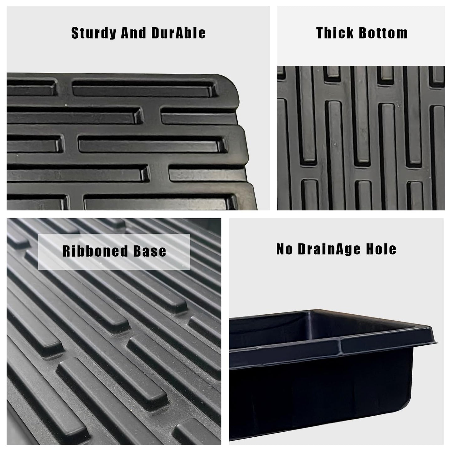 RooTrimmer 1020 Trays Sturdy Farmer Self Seedling Nursery Tray Plastic Seeds Starter Trays 10 Pieces Standard Size 2.35inch Deep Without Holes (10-Pack Without Holes)