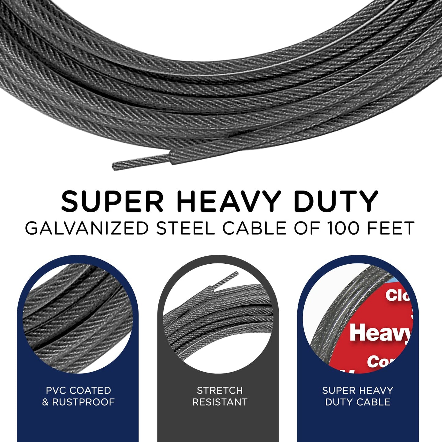 Strata Heavy Duty Clothes line for Drying Clothes, Linen, and Laundry Items – 100 Feet Rustproof Indoor and Outdoor Clothesline for Home (Silver)