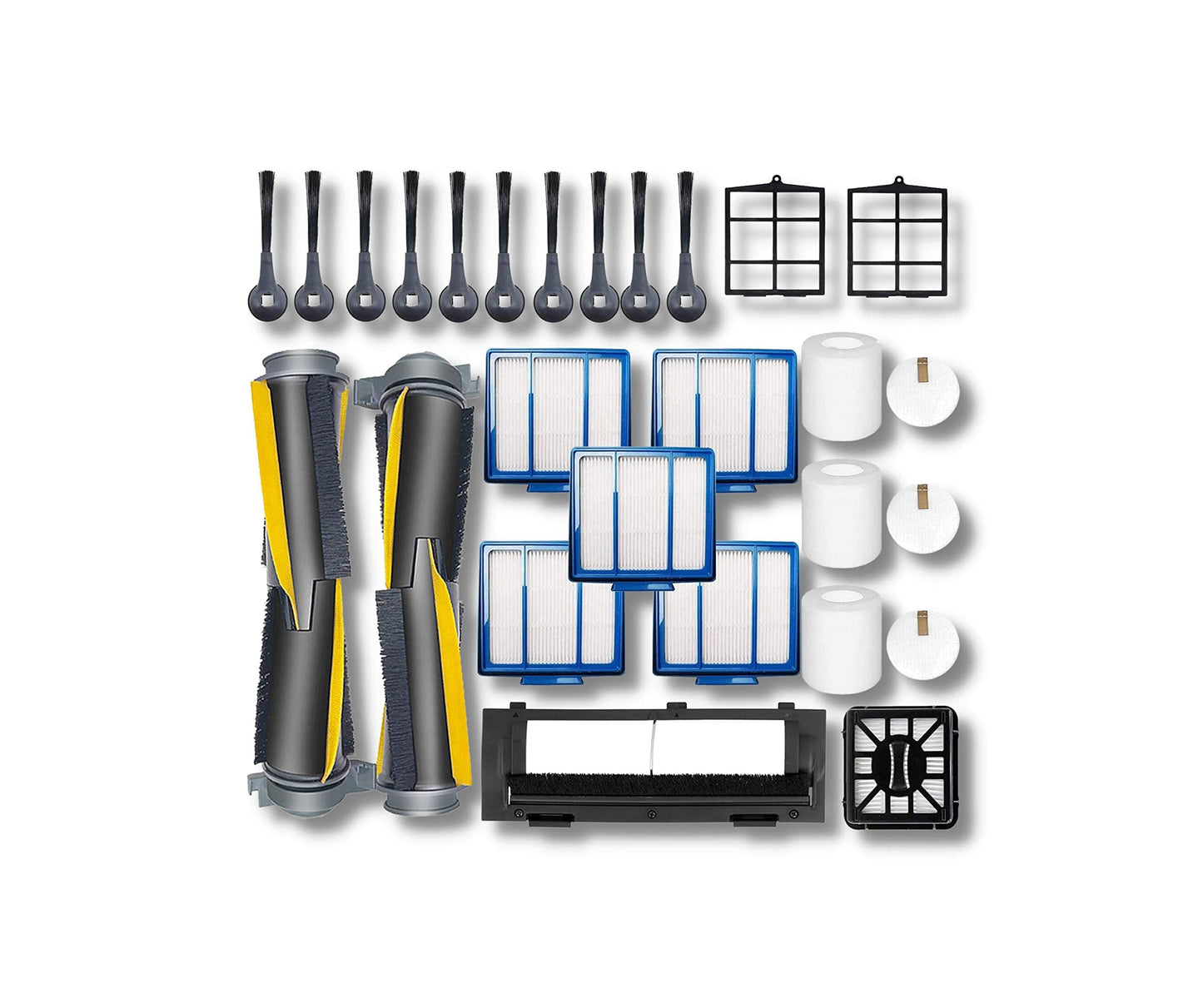 JoyBros 24pcs Big-Kit Replacement Part Accessories Compatible for Shark IQ R101AE RV1001AE AV912S AV1002AE RV100AE UR1000SR Side/Sweep Brush Filter Main/Roller/Cover/Self-Clean Base Filter