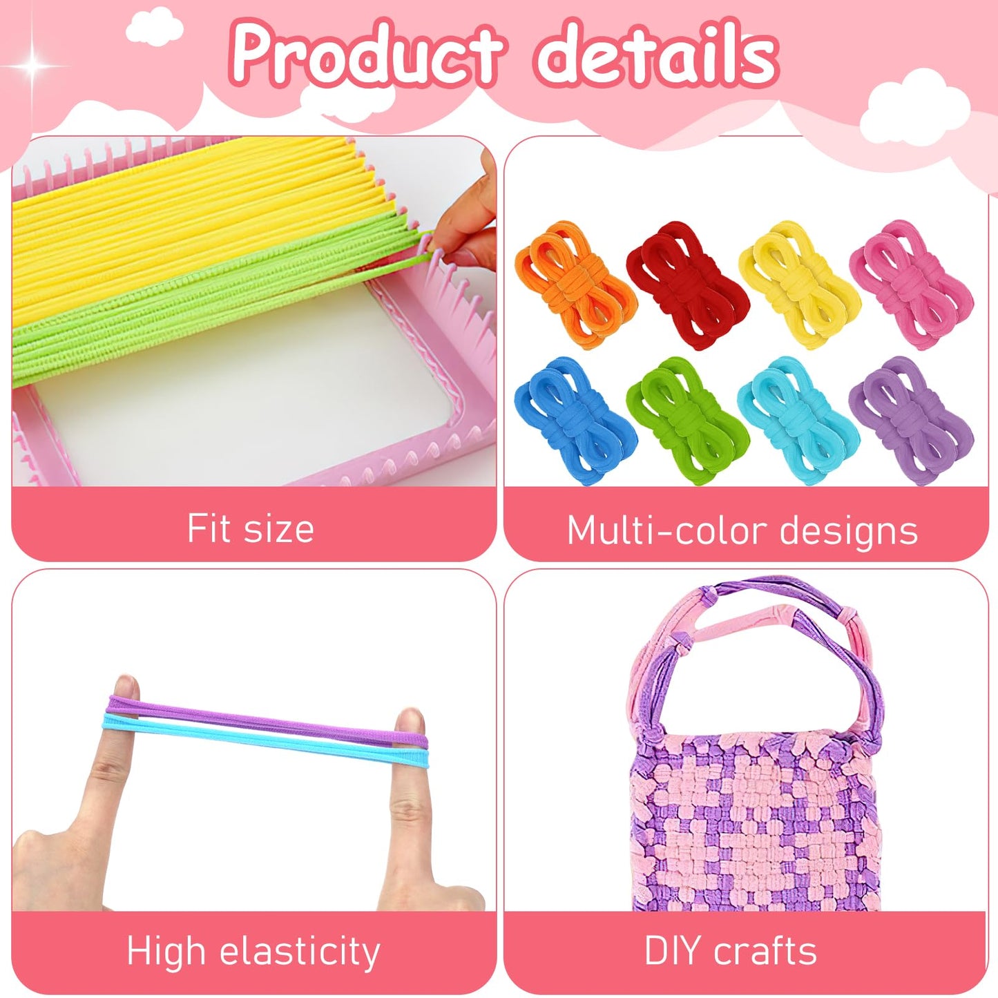 800Pcs Weaving Loom Kit for Kids, Pot Holder Loops Crafts for Girls, Rainbow Themed Durable Nylon DIY Crafts Weaving Loom Loops Refills for Ages 6 7 8-12 13 Craft Supplies