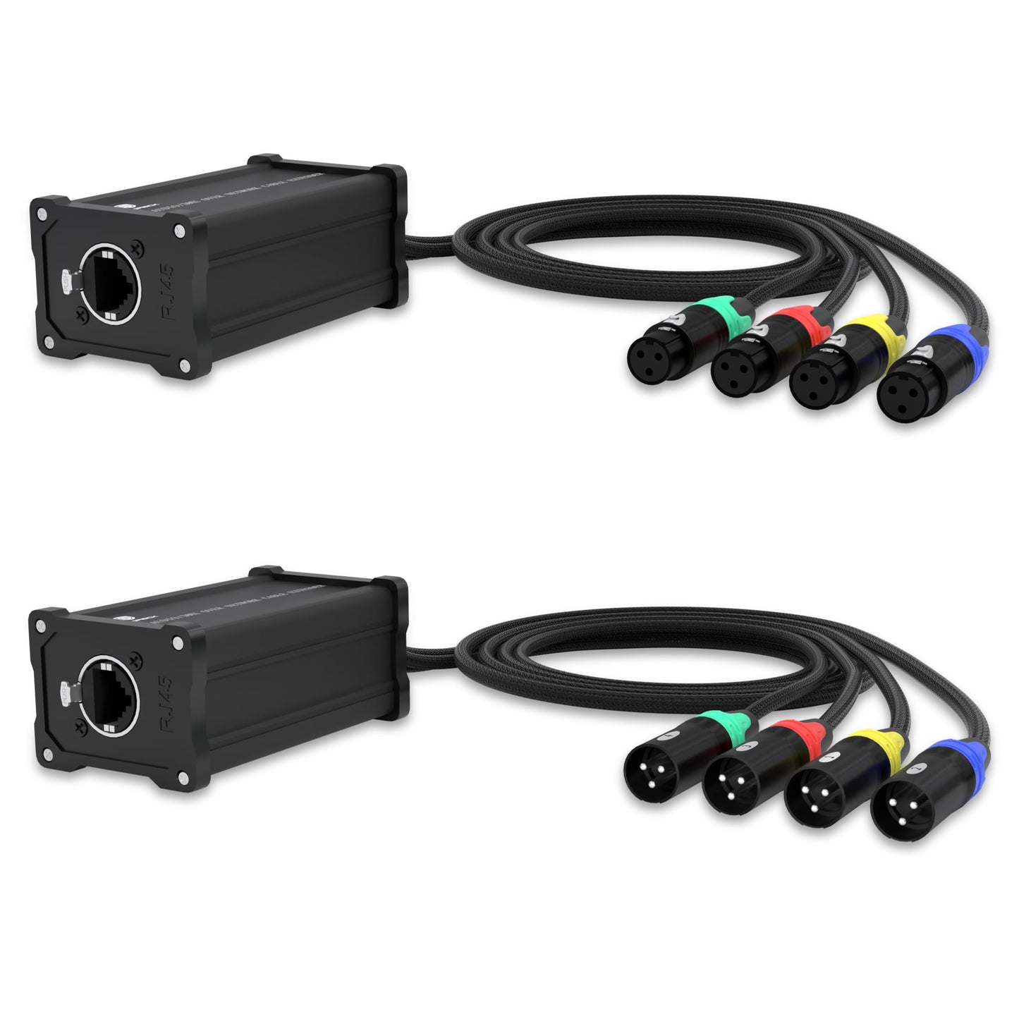 PRORECK 3FT 4-Channel Audio/DMX Cable Extender, 3-Pin XLR to Ethercon RJ45 CAT6, for Live Stage Lighting, Sound Systems, and Studio.(Female and Male Pair) PA-4