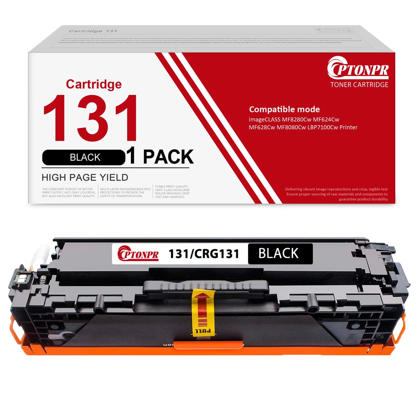 PTONPR 131 Toner Cartridge 1 Pack Replacement for Canon 131 131H CRG131 Toner MF624Cw MF8280Cw MF628Cw LBP7110Cw MF8230Cn MF8080Cw Printer Black