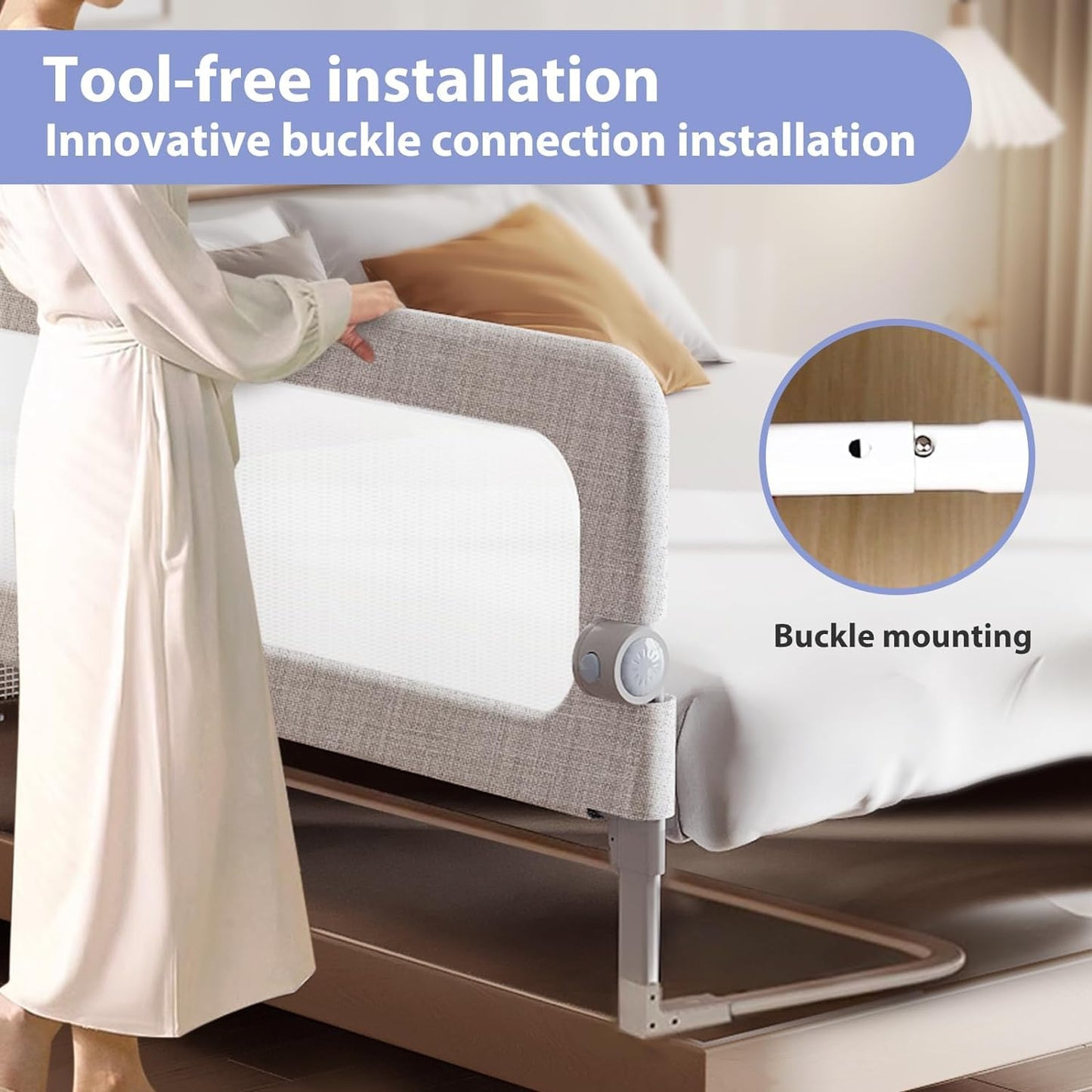 Baby Bed Rails Guard for Toddlers - Toddler Bed Rail for Queen Full King Twin Crib Bunk Size Bed Adjustable Heights & Foldable Bedrail Extra Tall Child Safety Side Railing Guards for Kids (48inch)