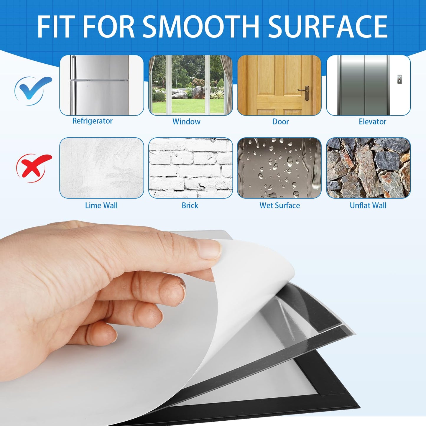 20 Pieces Magnetic Sign Holder 8 x 11.5inches, Self-Adhesive Door Window Document Reusable Adhesive Frames, Wall Glass Peel and Stick Picture Frames (Black)