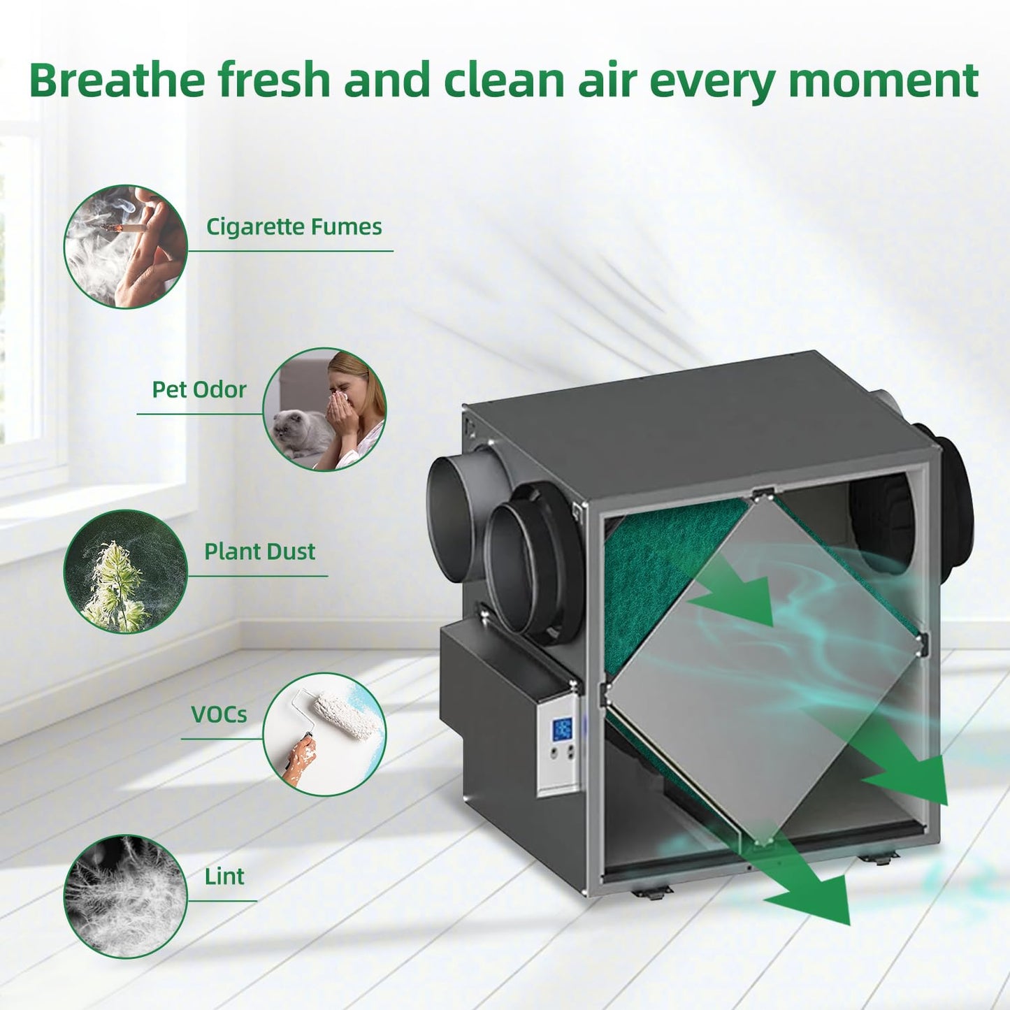 65-160 HRV Filter Replacement Compatible with Lifebreath Heat Recovery Ventilator, Reusable Square Air Exchanger Filter,Measuring 9‐3/4" x 12‐1/2" x 3/4" (4 Pcs)