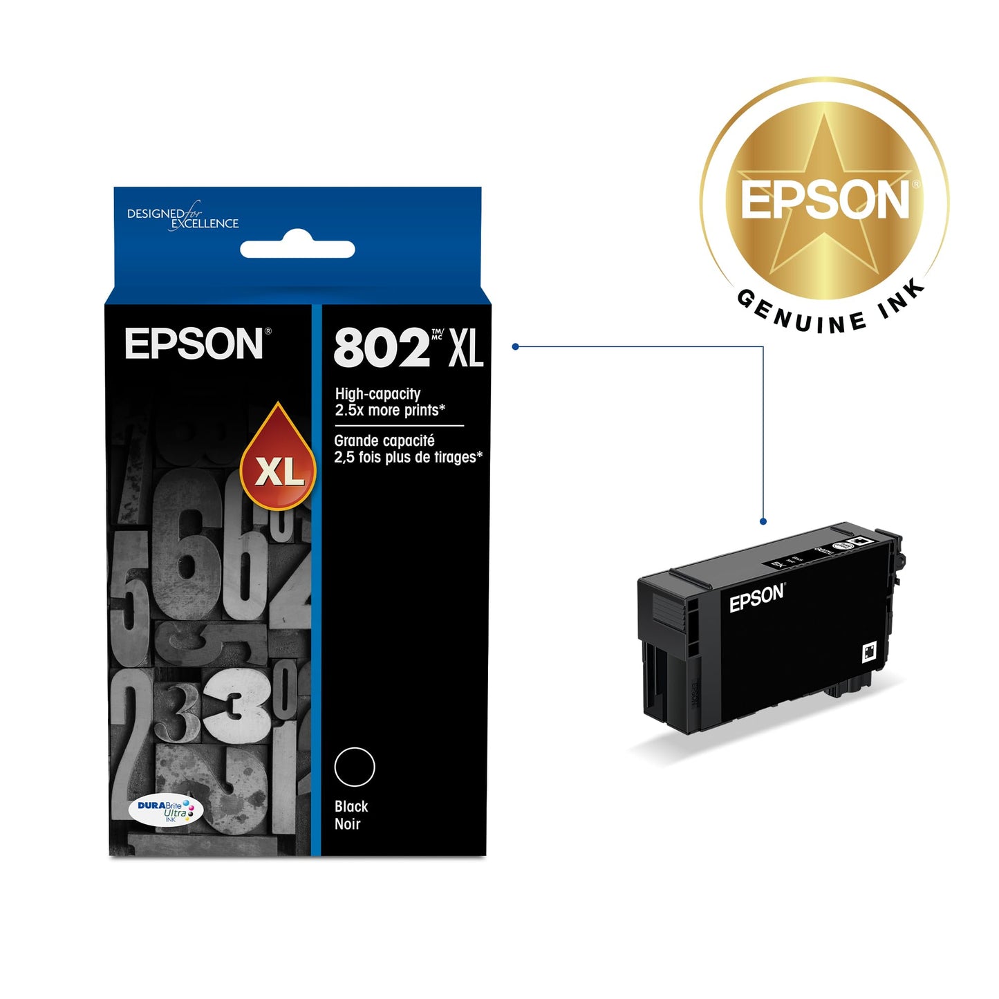 Epson T802XL120 DURABrite Ultra Black High Capacity Cartridge Ink
