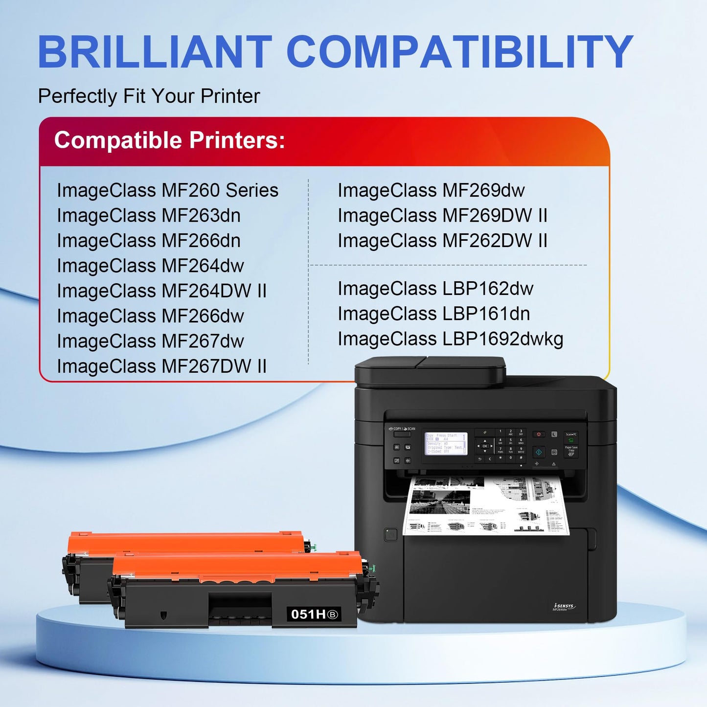 051H Toner Cartridge Replacement for Canon 051H (2169C002) 051 H CRG-051 H Toner Cartridges Work with Canon Imageclass MF264dw MF267dw LBP162dw MF269dw MF266dn LBP161dn LBP1692dwkg(2 Black)