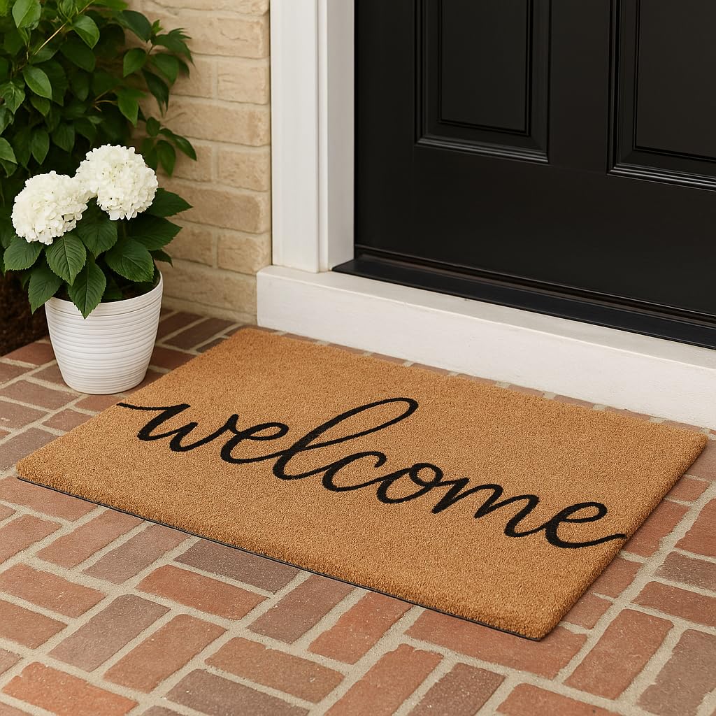Casafoyer Door Mat 30” x 17” – Front Door Mat, Doormat Outdoor Entrance with Natural Coir Fiber, Non-Slip Backing, Weather-Resistant for Indoor & Outdoor Use Welcome Mat, Valentines Day Doormat