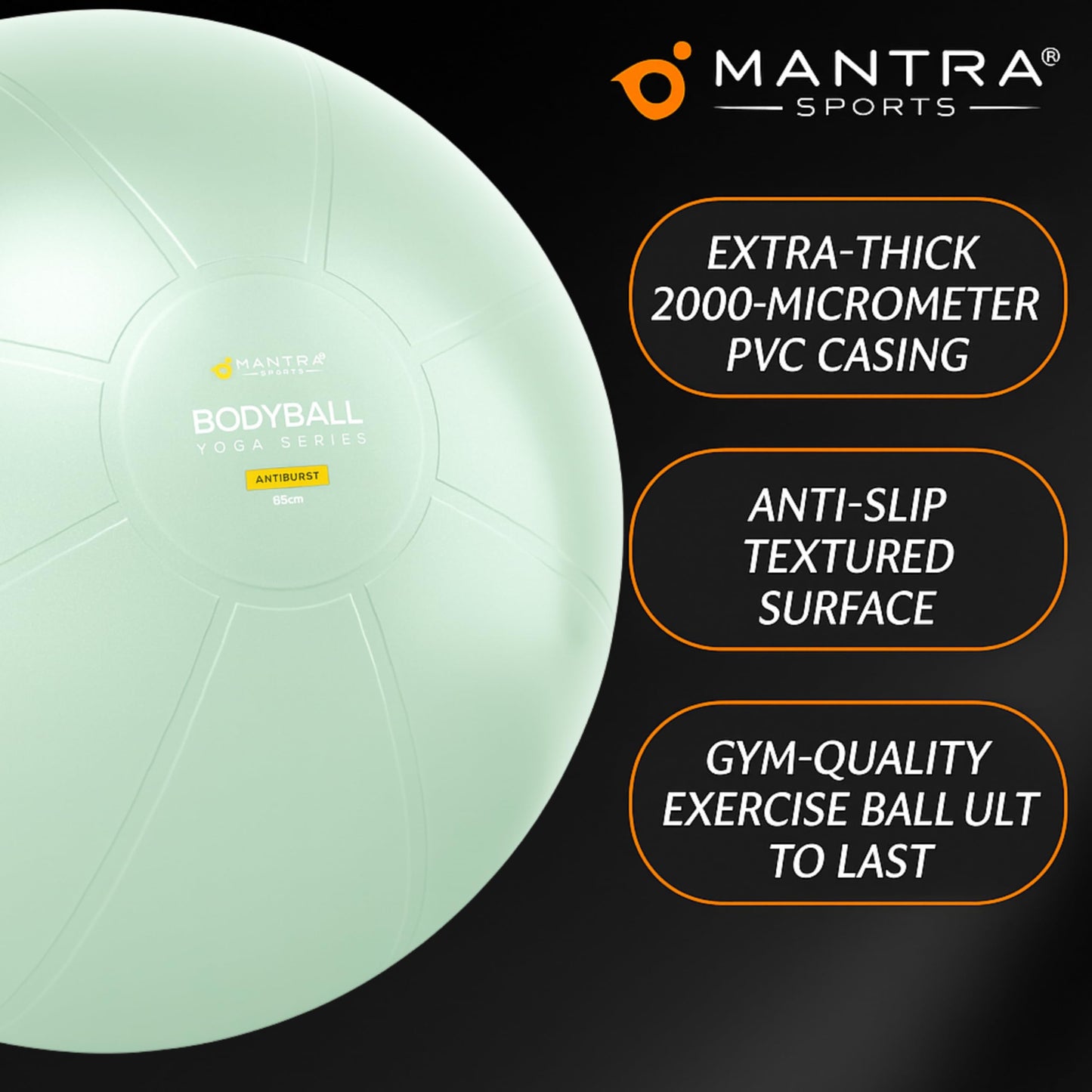 Exercise Ball - Yoga Ball Chair for Pilates, Home Fitness & Gym Workout. Extra Thick Pregnancy Ballon for Labor, Balance, Stability & Birthing - Swiss Ballon Exercice for Adults with Pump & Wall Chart