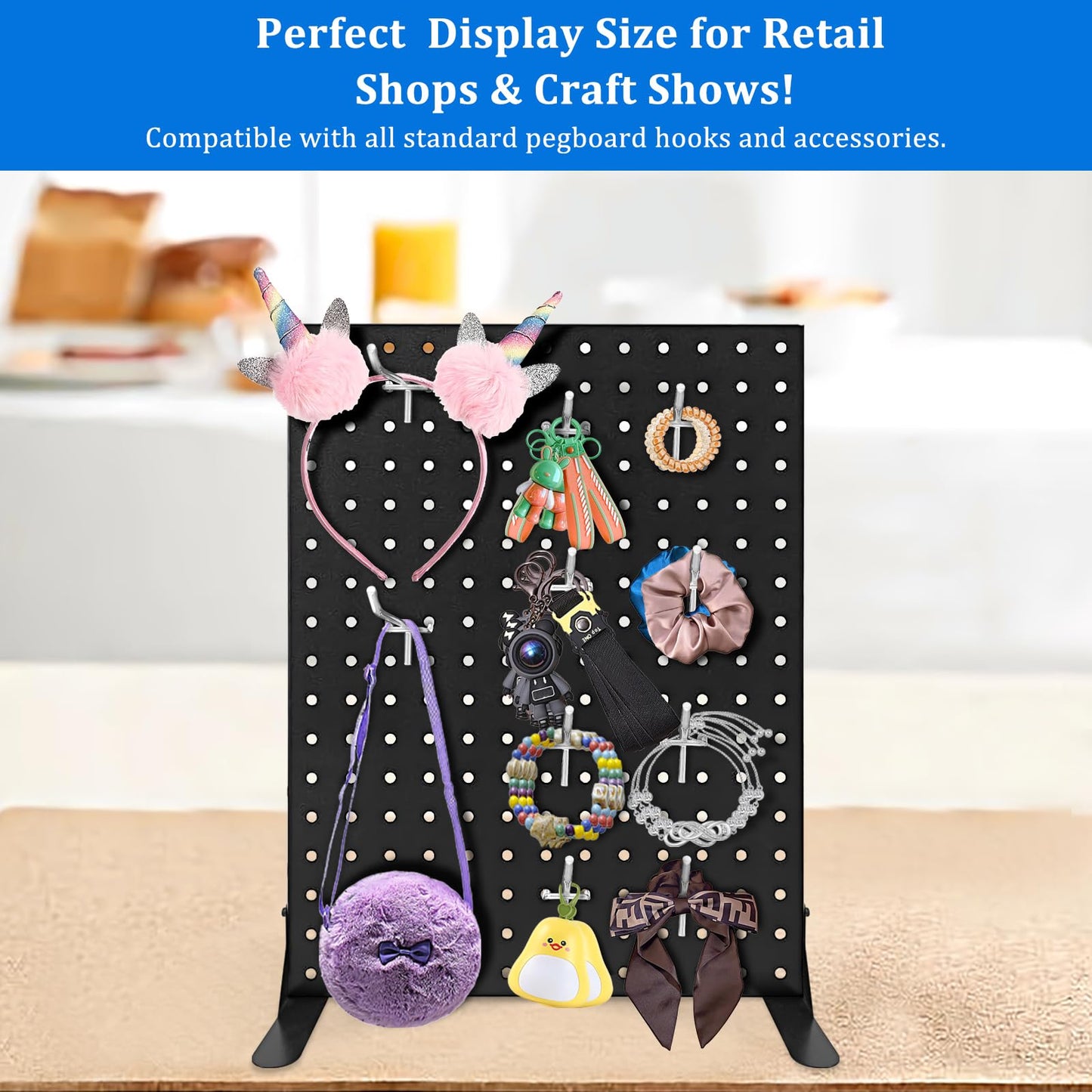 Uppcasir 2PCS Pegboard Display Stand for Craft Shows, Metal Jewelry and Key Ring Retail Display Racks With 20 Hooks for Selling Accessories, Retail Stores, Vendors & Events, 17 X 13 Inch