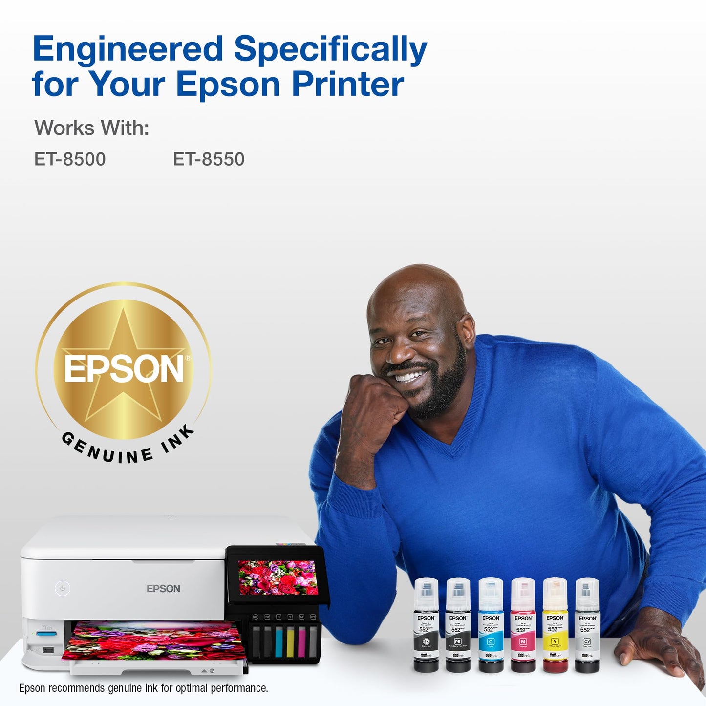 Epson 552 EcoTank Ink Ultra-high Capacity Bottle Cyan (T552220-S) Works with Photo ET-8500, 8550