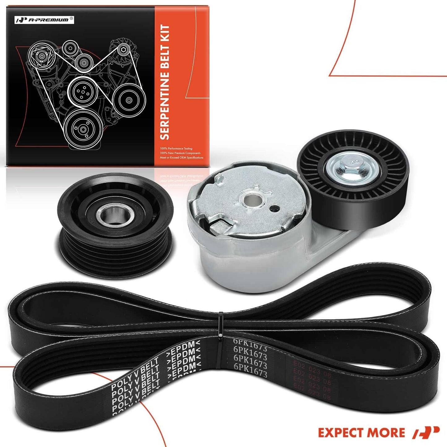 A-Premium Engine Serpentine Belt Drive Kit with Tensioner & Idler Compatible with Dodge Charger 14-21, Challenger 15-21 & Chrysler 300 14-22 & Ram 1500 14-18 20-21, 1500 Classic 19-21 - DOHC V6 3.6L