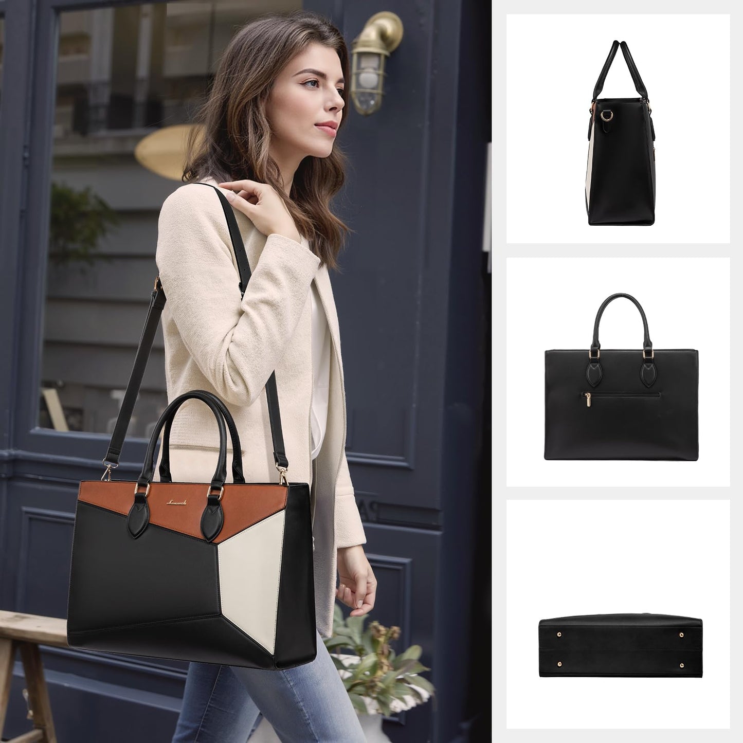 LOVEVOOK Laptop Tote Bag for Women Work Travel, Stylish Teacher Bag Purse Computer Bag, Nurse Bags Briefcase Business Handbag