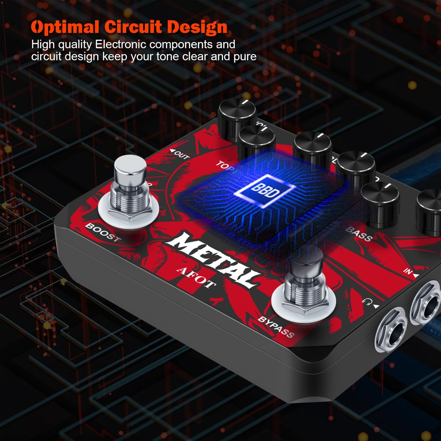 AFOT Heavy Metal Guitar Distortion Pedal Creates Metal Rock Punk Sound Muff Top Boost Distortion Pedal Black Metal Distortion