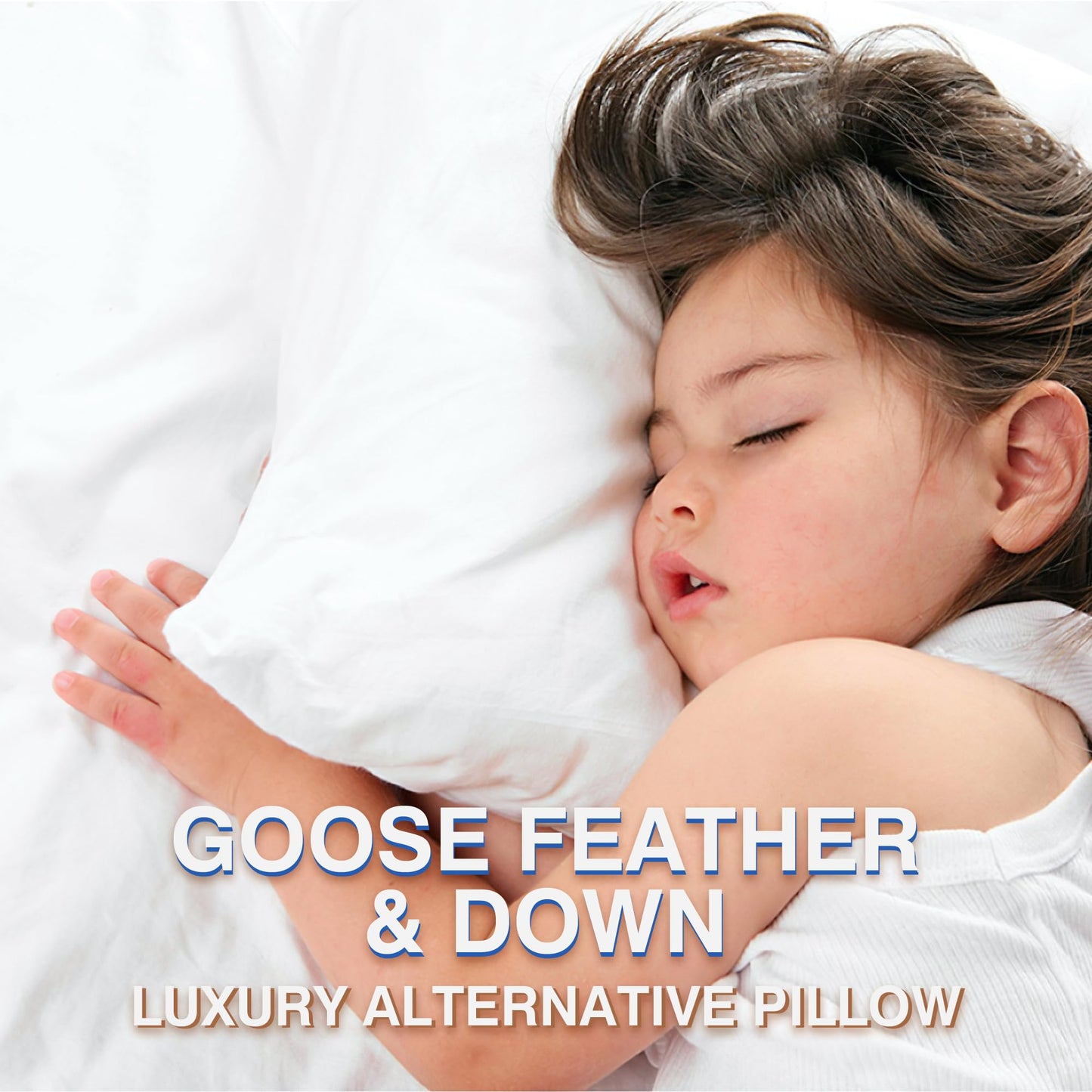 zibroges Goose Feather Bed Pillow King Size Set of 2- Hotel Pillows, Soft 600 Thread Count Cotton Cover, Fluffy Support Surround Fill Polyester for Back, Stomach, Side Sleepers