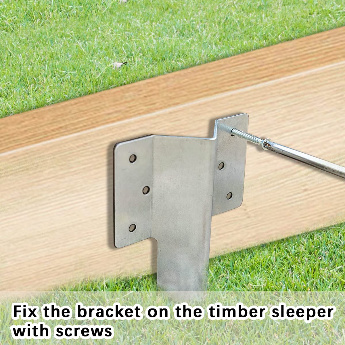 10pk Garden Edging Stakes,Heavy Duty Metal Sleeper Stakes for Driveway Garden Edging,Railway Sleeper Bracket-Driveway Path Edging-Straight Edging Bracket,Corner Timber Stake-Galvanised Steel Metal