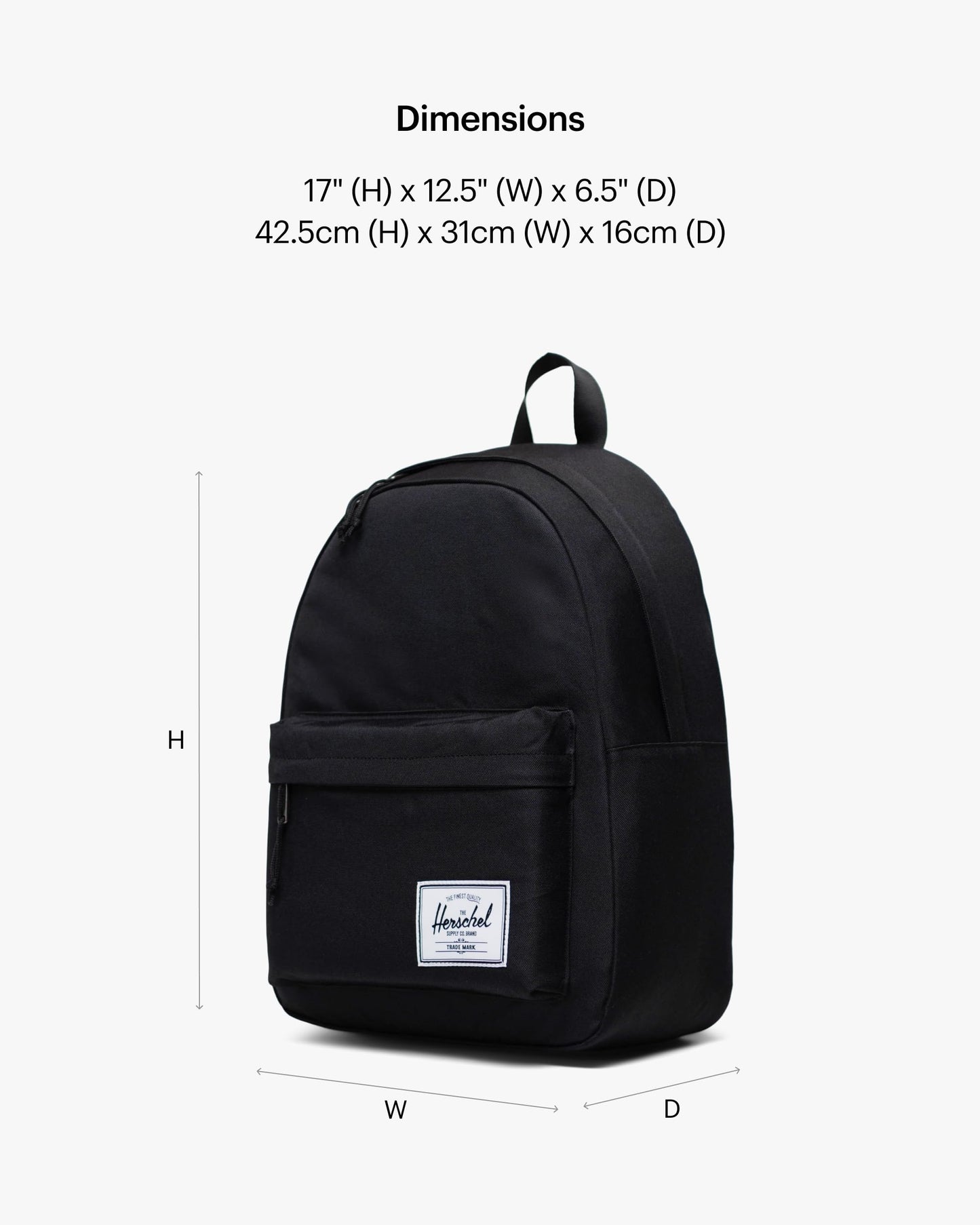 Herschel Supply Co. Classic Backpack, Black Tonal, Standard - 26L