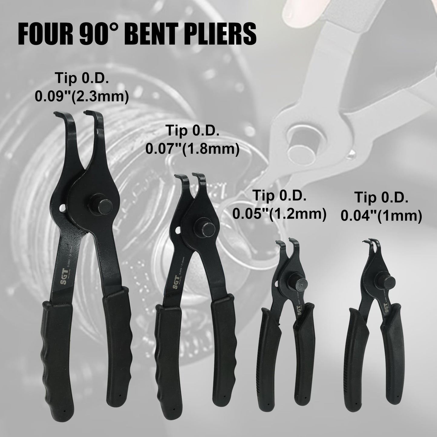 SGT 14pc Snap Ring Pliers Set, Heavy Duty Snap Ring Pliers,Internal & External Circlip Pliers with 45°/90° Bent & Straight Pliers, Hook & Pick,Storage Case & Gloves