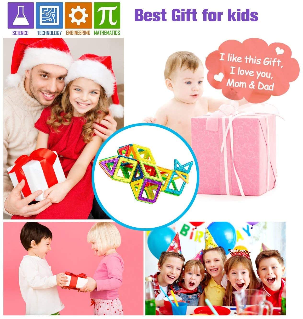 Magnetic Blocks,110 PCS Magnetic Tiles for Boys and Girls, Magnetic Building Blocks Set Educational Toys for Kids