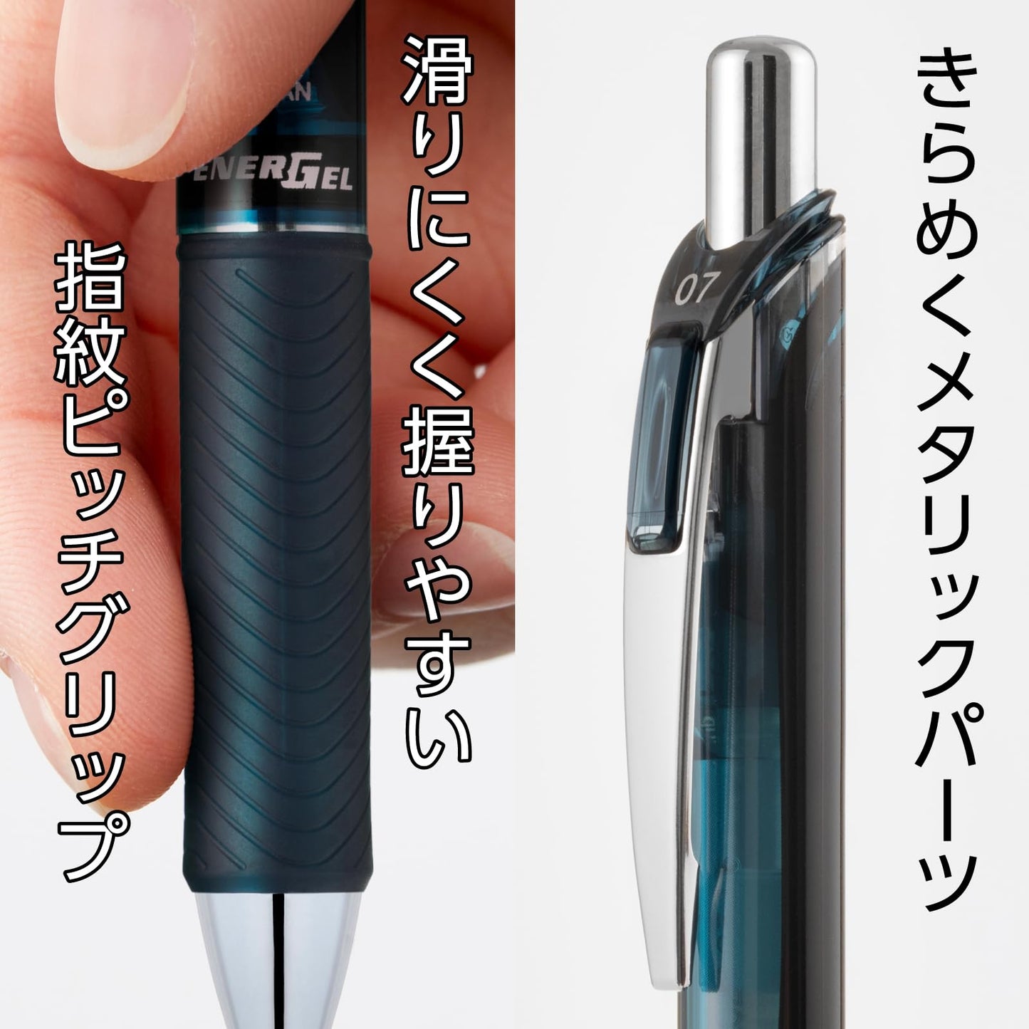 Pentel EnerGel Dark Colours Retractable Gel Roller, 0.7mm Medium Point, Indigo-Black Ink, Box of 10