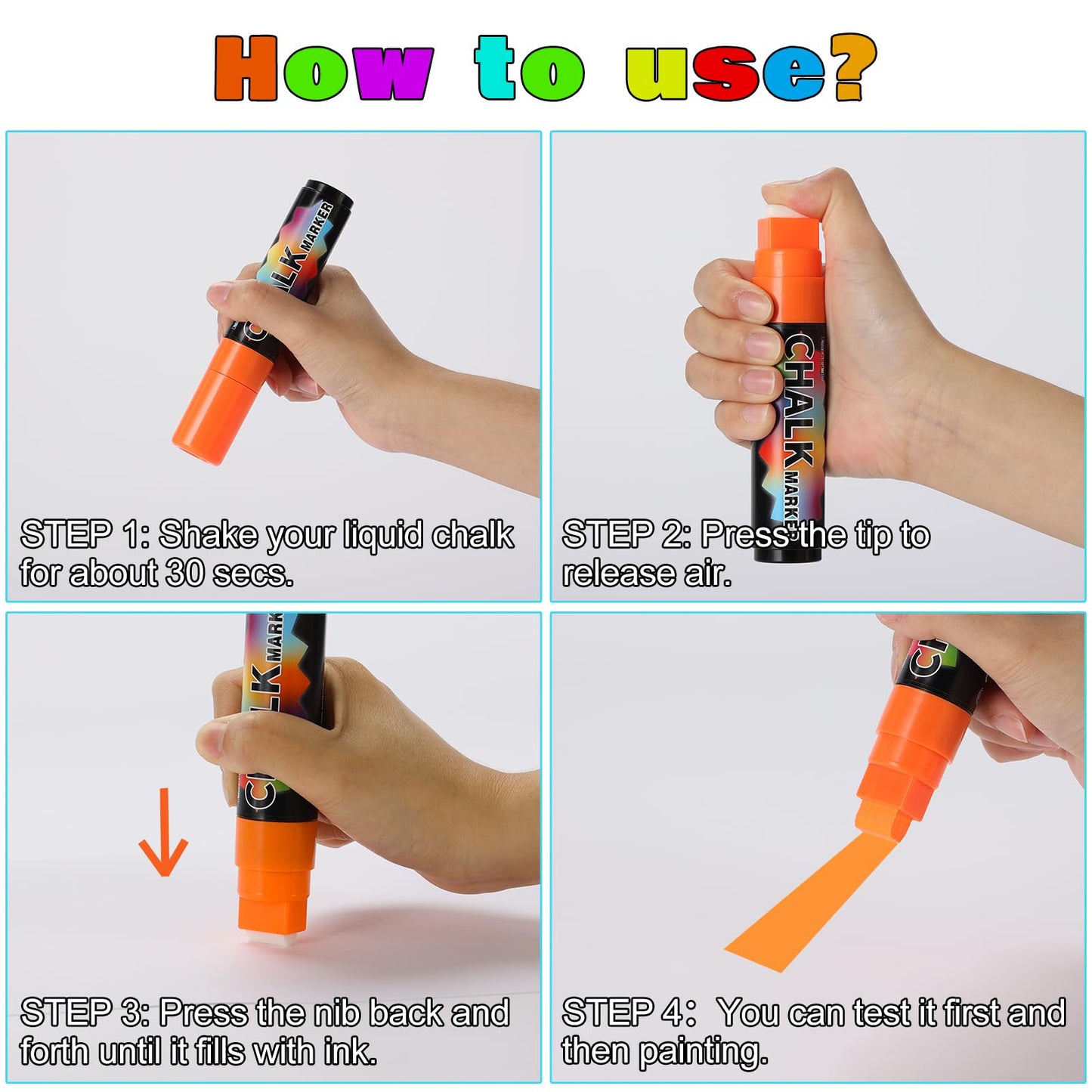 FansArriche Window Markers - 15mm Jumbo- 12 Pack Liquid Chalk, 3-in-1 Tip Bright Automotive Markers for chalkboard marking of windows, chalkboards, glass