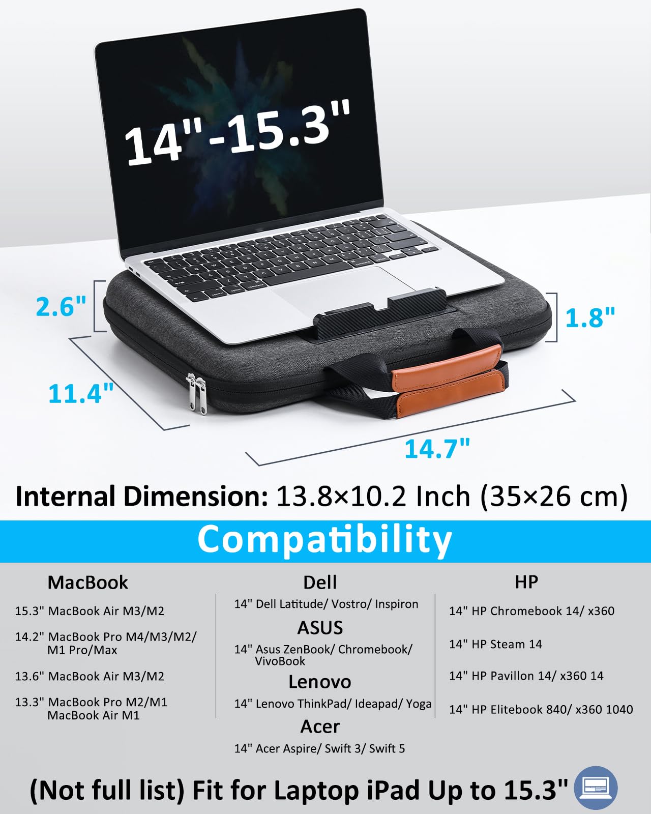 Nauttxon Hard Laptop Case 14 Inch, 2 in 1 Laptop Sleeve Lap Desk with Stopper and Book Clip, Shockproof Waterproof Laptop Sleeve with Handle Compatible with MacBook HP Dell Lenovo ASUS - Black