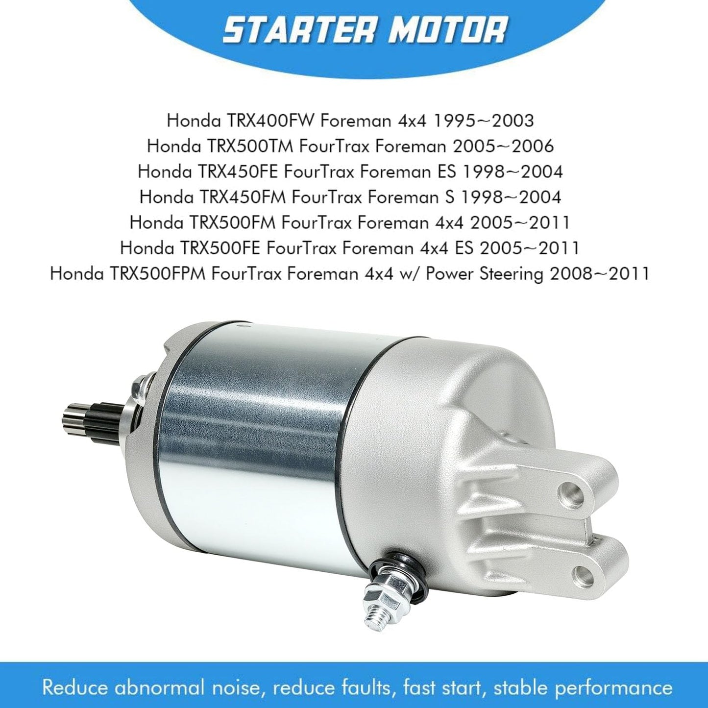 Starter Motor Replacement for Honda TRX400FW 450ES 450FM 450S 500FE 500FM 500FPE 500FPM 500TM, 31200-HM7-003, 31200-HM7-A41