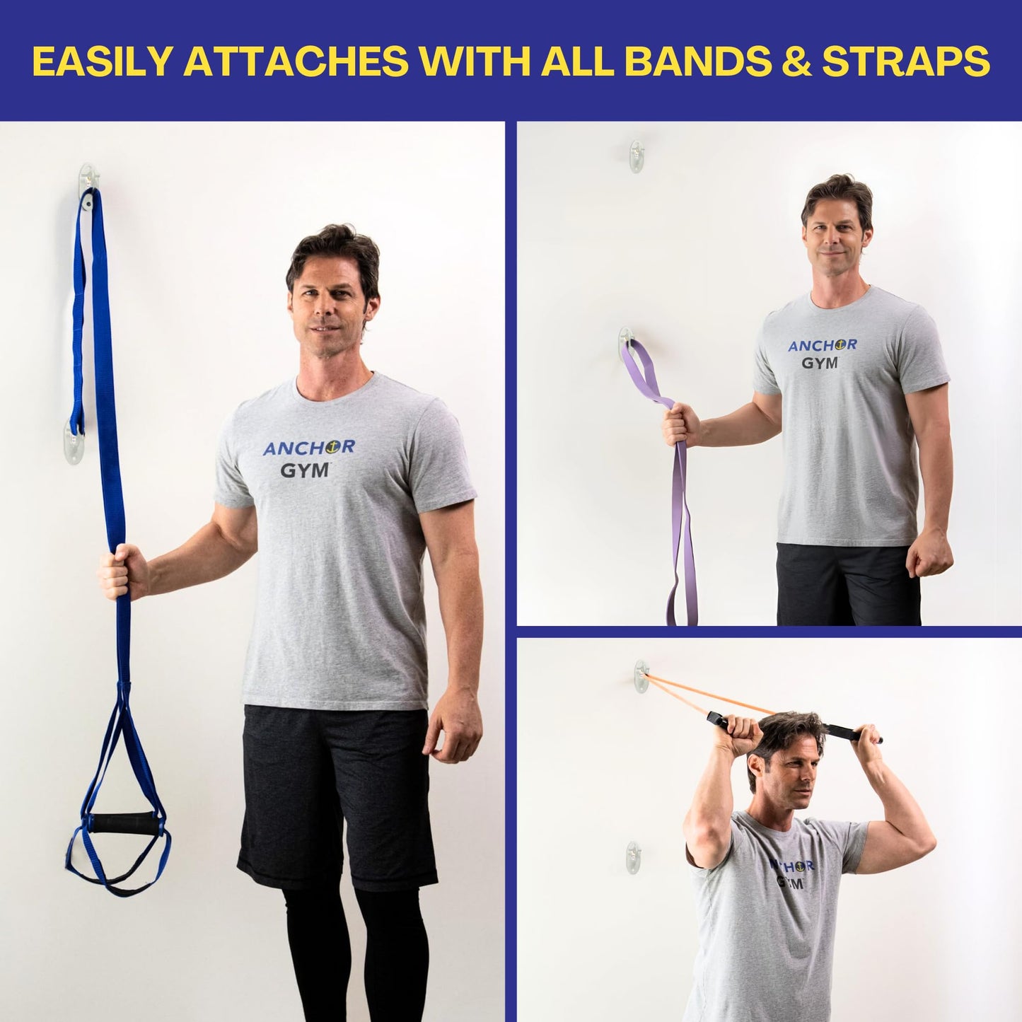 Anchor Gym Mini H1 (Set of 3) - Resistance Bands Wall Mount System | Wall Anchor for Resistance Bands, Suspension Straps & More - Off White