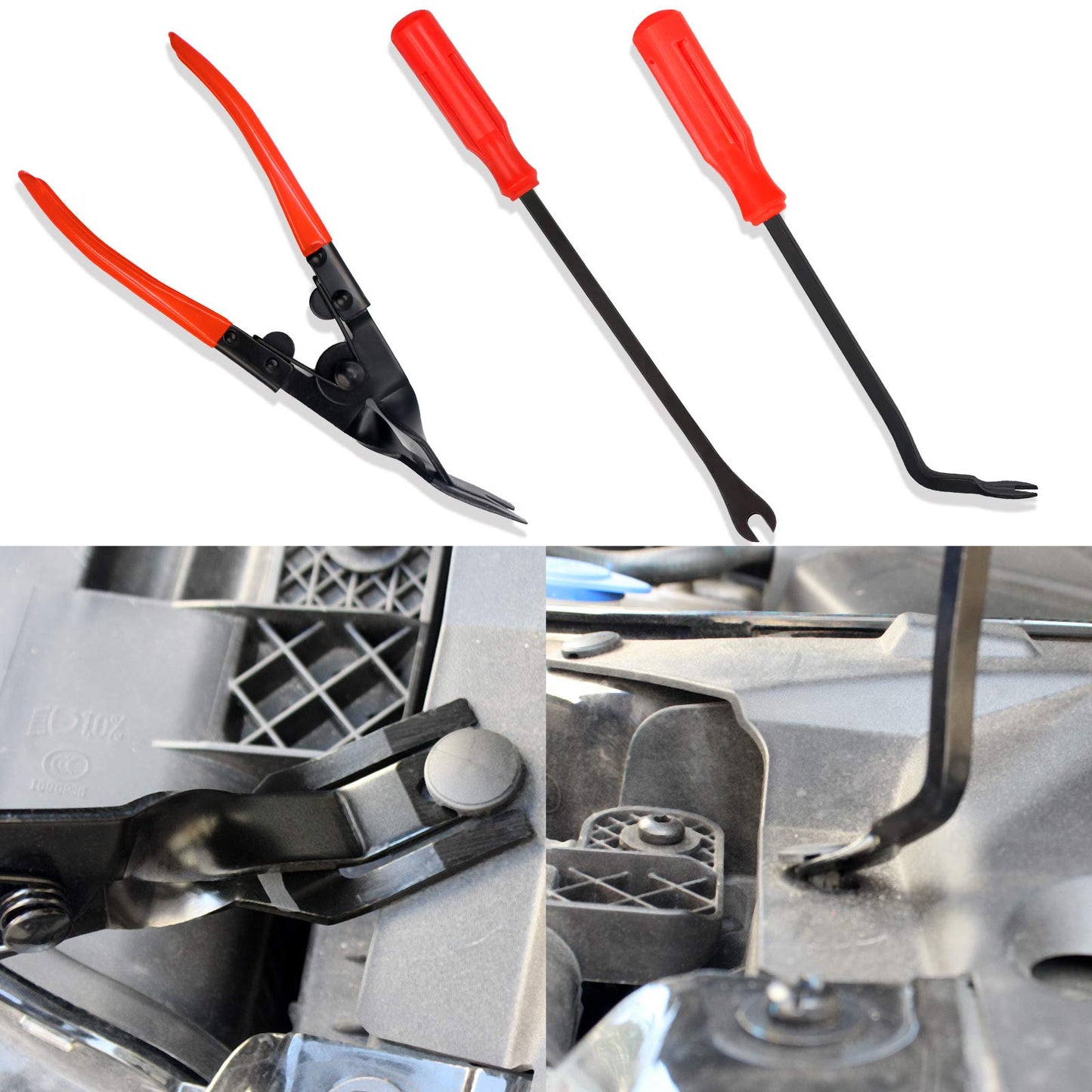 Wetado Trim Removal Tool, 200PCS Trim Tool Auto Removal Kit, Plastic Panel Fastener Removal Tool, Trim Removal Kit for Car/Trim/Panel/Door/Audio/Auto Clip Pliers/Terminal Removal Tool Kit (Red)