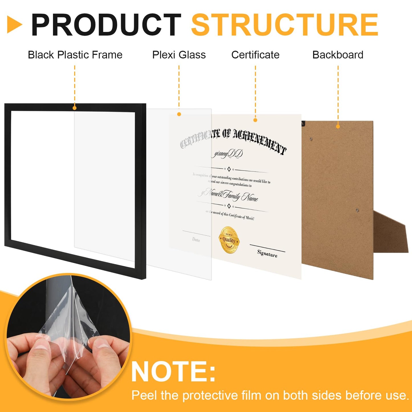 10 PACK Certificate Frames 8.5 x 11,Black Diploma Frame Document Frame with Clear Plexiglass,Picture Frames for Tabletop and Wall Display