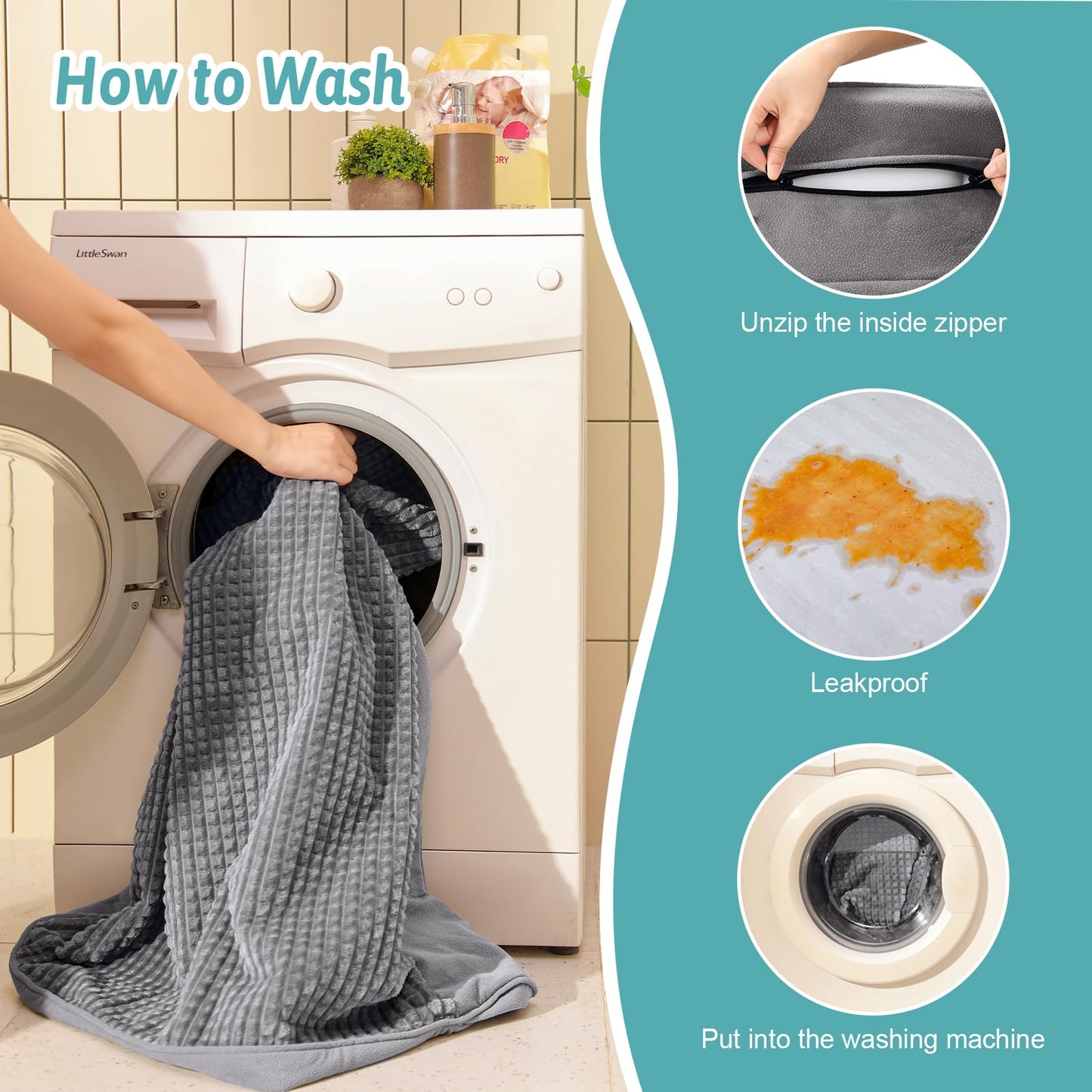 COZY KISS Orthopedic Dog Bed for Large Dog, XL Pet Couch for Extra Dog, Big Supportive Foam Bolster Sofa with Waterproof Lining Cover, Anti-Slip, Washable, U Shaped, 107x76x19cm, Grey