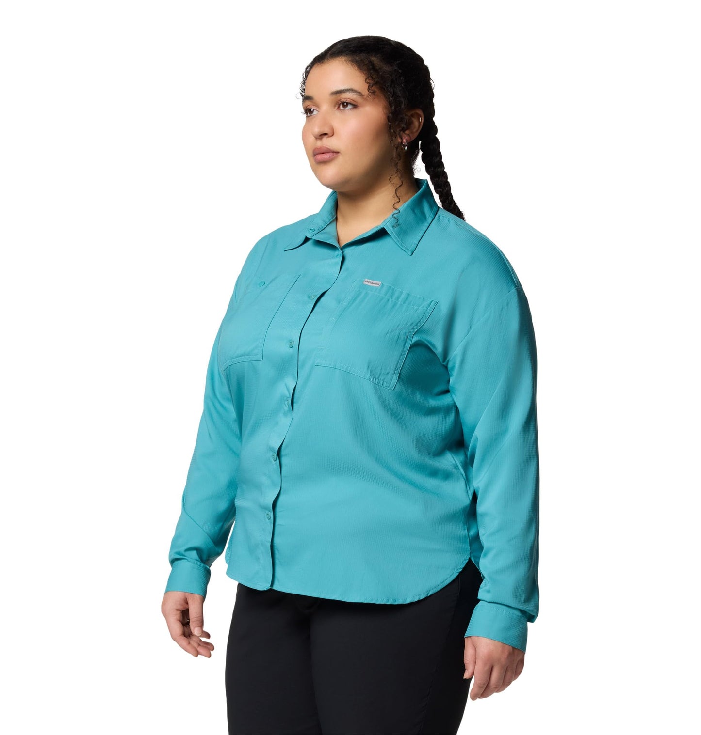 Columbia Women's Silver Ridge Utility Long Sleeve Shirt, Teal, 2X