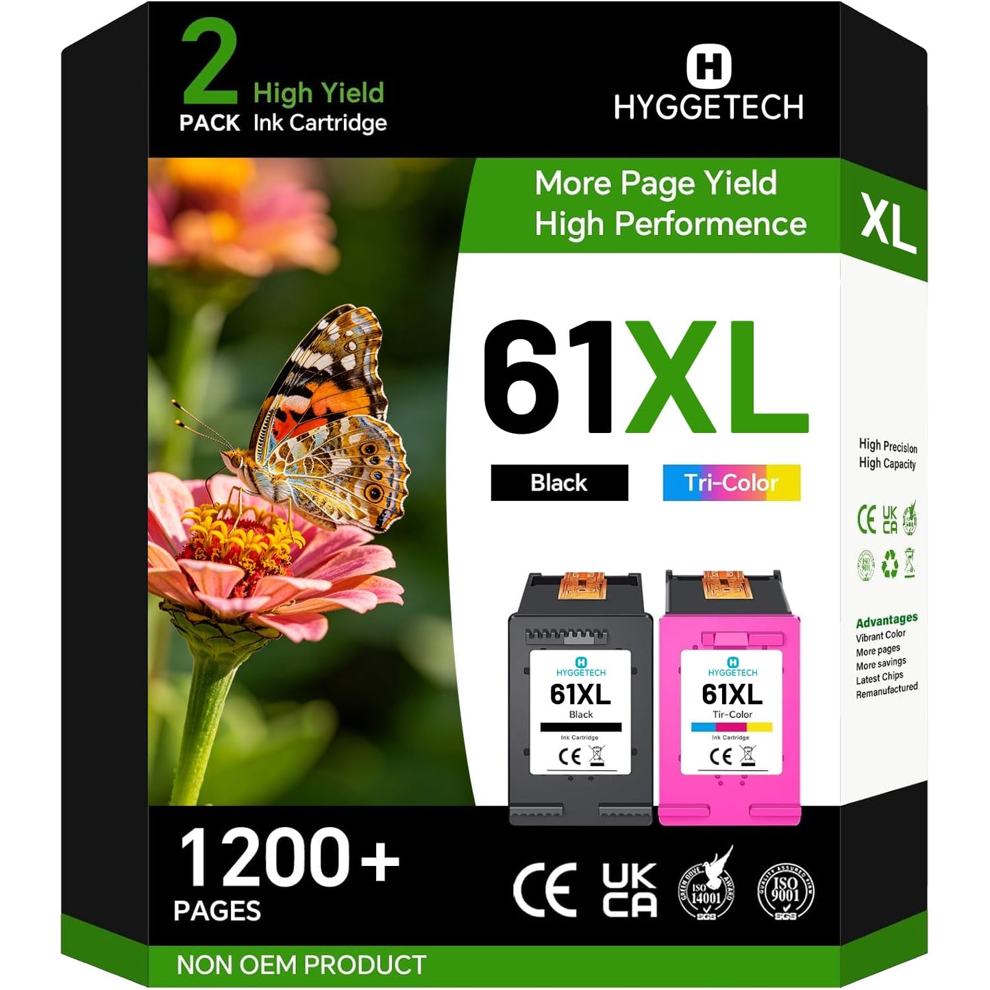 Remanufactured Ink Cartridge Replacement for HP 61XL Ink Cartridge Black and Colour use with HP Envy 4500 5530 Deskjet 1000 1050 1512 1513 2540 2542 2549 3510 3050 3050A 4630 5530 (Black & Color)