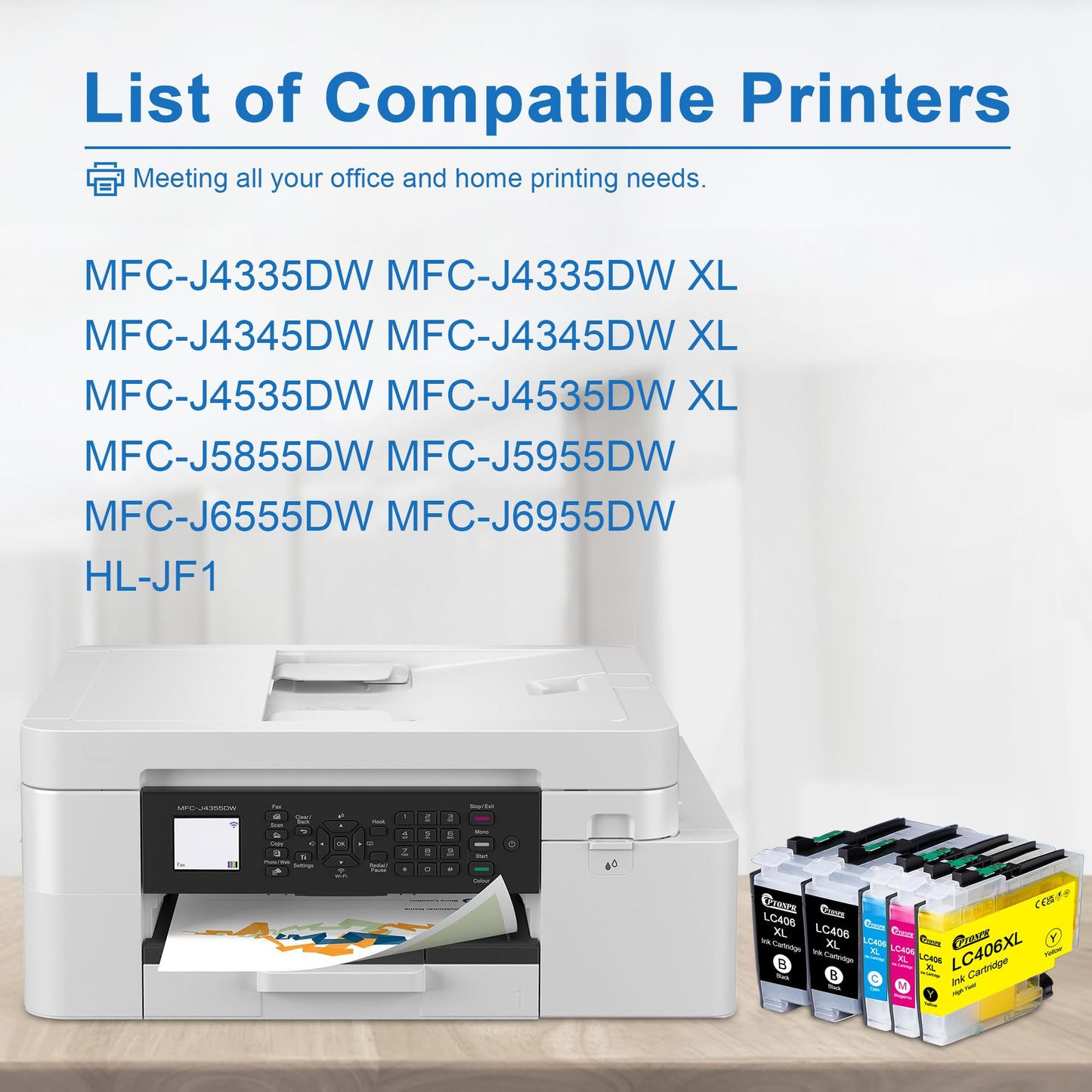 LC406XL LC406 Ink Cartridge High Yield 5 Pack Replacement for Brother LC406 LC406 XL Work for MFC-J4335DW MFC-J4345DW MFC-J4535DW MFC-J5855DW MFC-J5955DW MFC-J6555DW MFC-J6955DW Printer (2BK/1C/1M/1Y)